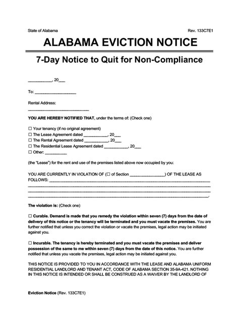 7 day eviction notice alabama pdf|notice for eviction of tenant.